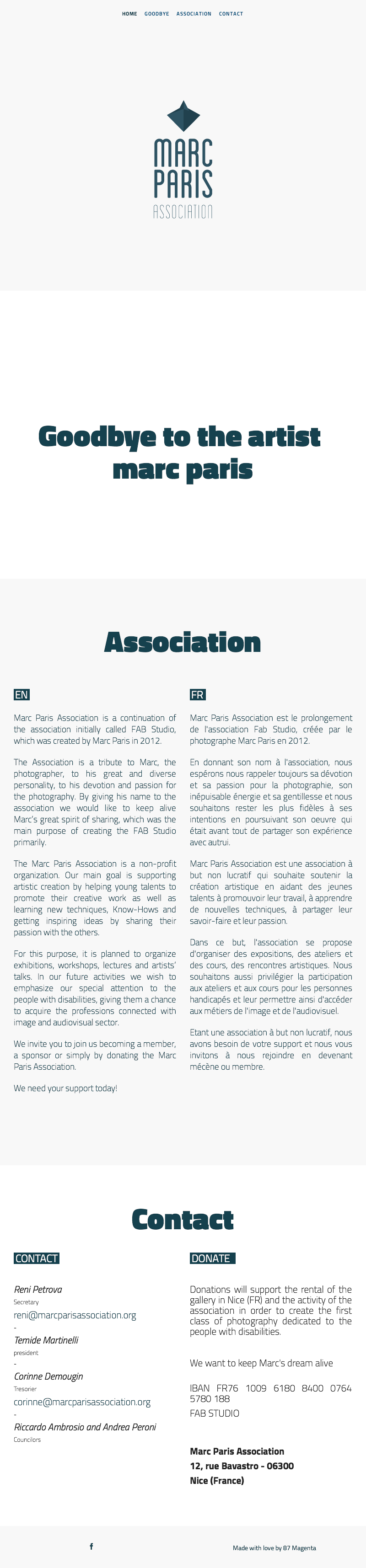 Marc Paris Association - Sito Internet